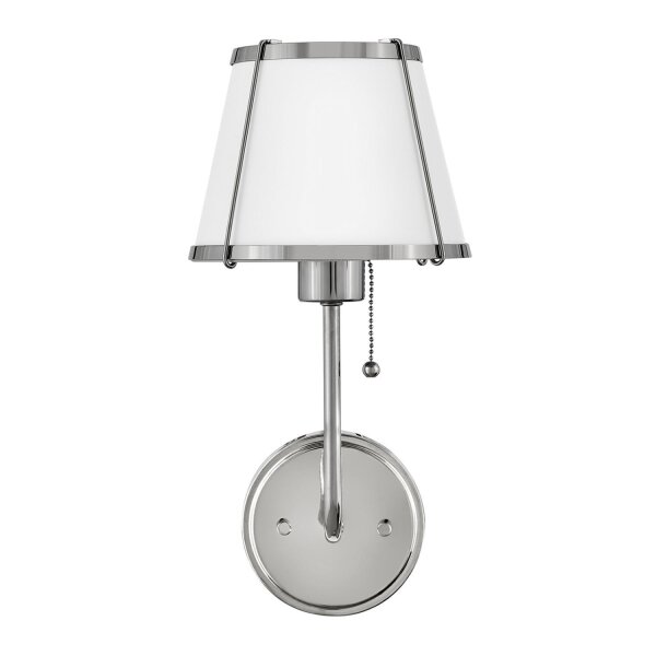 Wandleuchte mit Schalter Metall 40 cm hoch Nickel Weiß