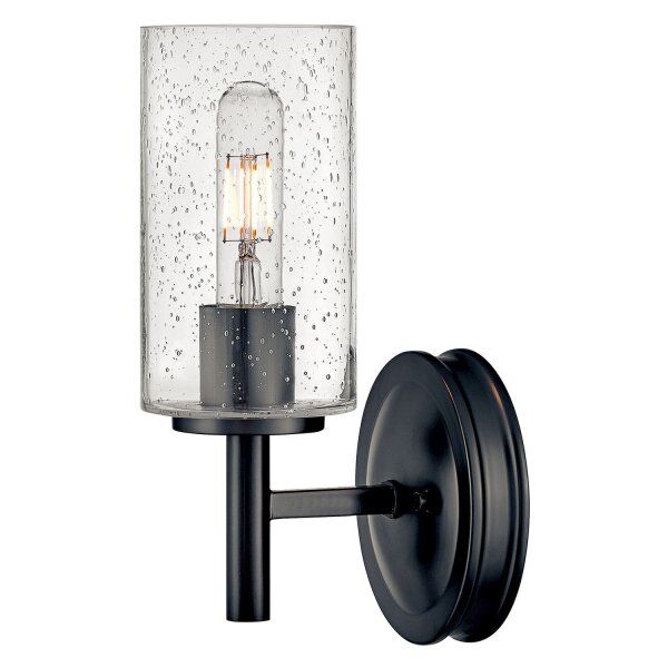 Wandlampe Metall Glas 26,2 cm hoch Schwarz E27 GRACIA
