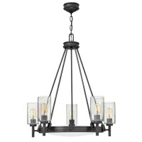 Kronleuchter mit Schirm D: 68,5 cm rund Schwarz Metall Glas
