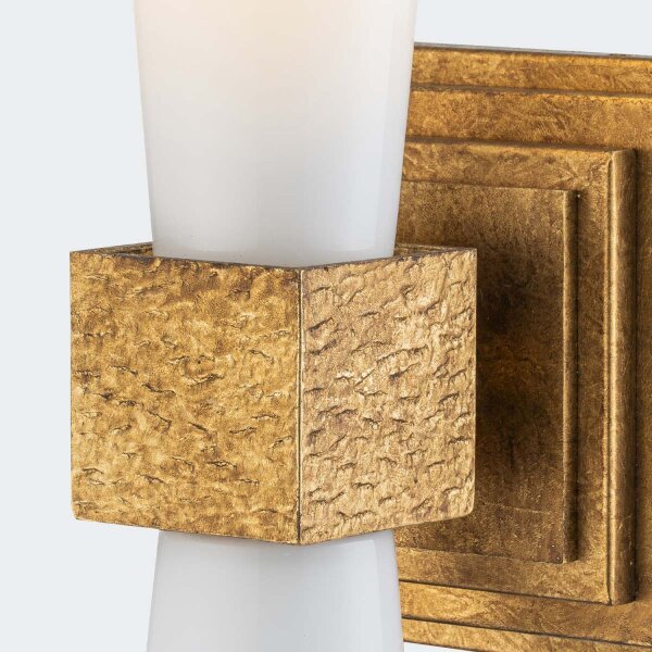 Wandleuchte Metall Glas H: 35,6 cm in Gold Antik Weiß
