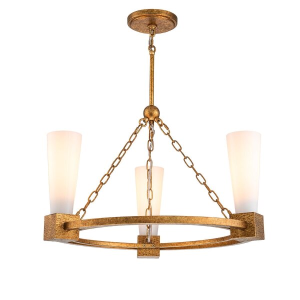 Kronleuchter Ring Metall Glas B: 66 cm H: max. 188 cm 3x E27