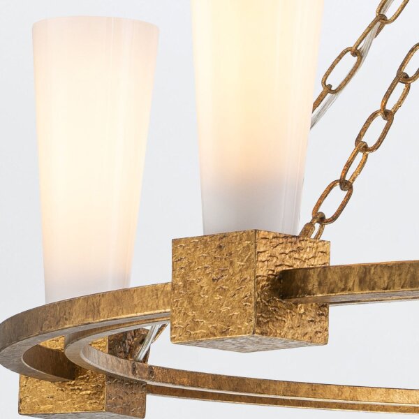 Kronleuchter rund D: 106 cm E27 Metall Glas in Gold antik Weiß