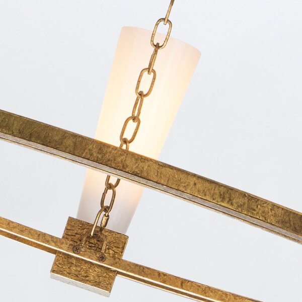 Kronleuchter rund D: 106 cm E27 Metall Glas in Gold antik Weiß