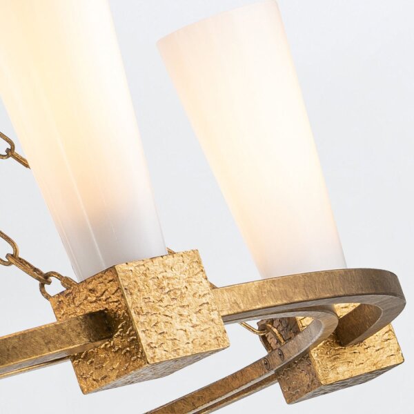 Kronleuchter rund D: 106 cm E27 Metall Glas in Gold antik Weiß