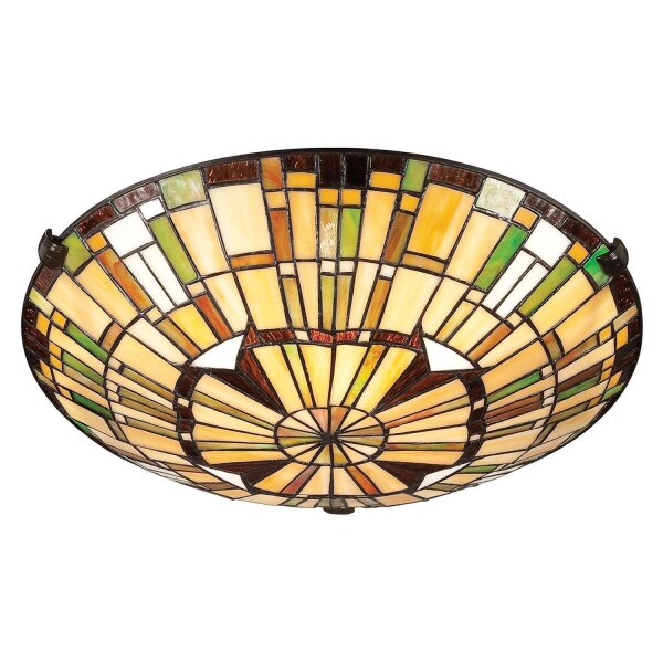 Deckenleuchte Tiffany Stil Buntglas Ø 42 cm rund 2x E27