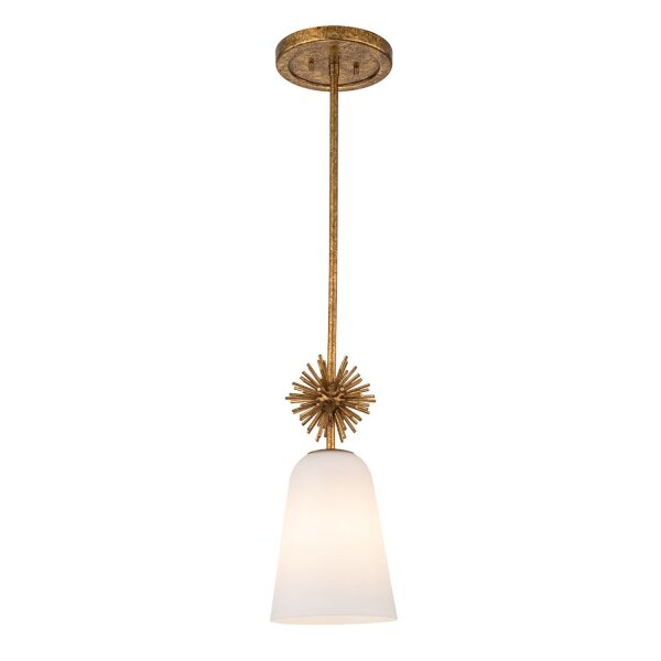 Pendelleuchte Glas Metall Ø 18,4 cm E27 Gold antik Weiß