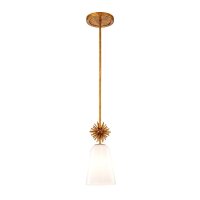 Pendelleuchte Glas Metall &Oslash; 18,4 cm E27 Gold antik Wei&szlig;