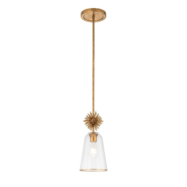 Hängelampe Glas Metall B: 18,4 cm E14 verstellbar Gold Antik