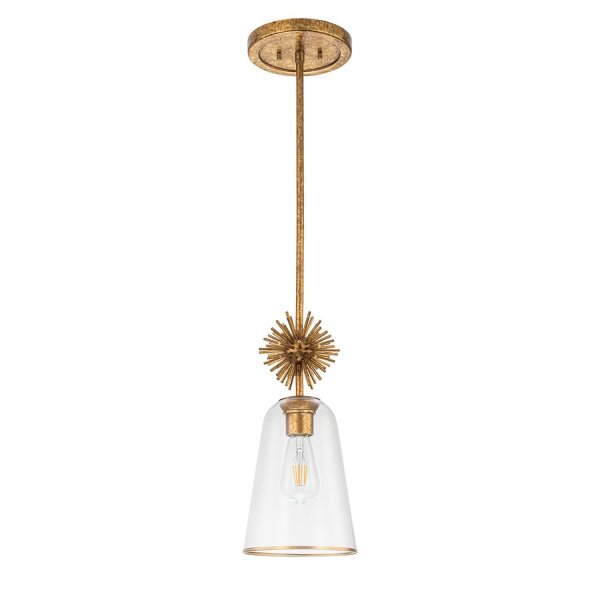 Hängelampe Glas Metall B: 18,4 cm E14 verstellbar Gold Antik