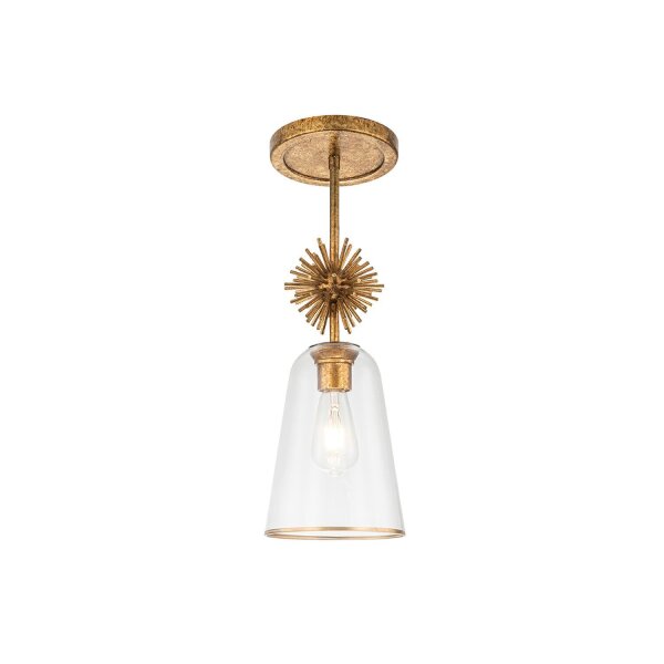 Hängelampe Glas Metall B: 18,4 cm E14 verstellbar Gold Antik