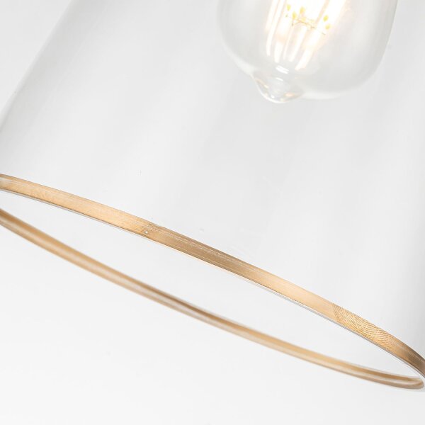 Hängelampe Glas Metall B: 18,4 cm E14 verstellbar Gold Antik