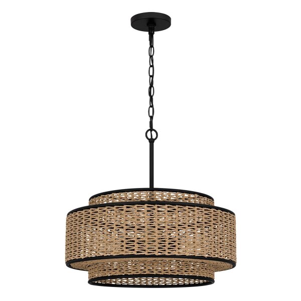 Pendelleuchte Seil Metall D: 50,8 cm H: max. 233,3 cm Boho