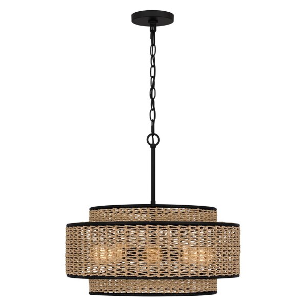 Pendelleuchte Seil Metall D: 50,8 cm H: max. 233,3 cm Boho