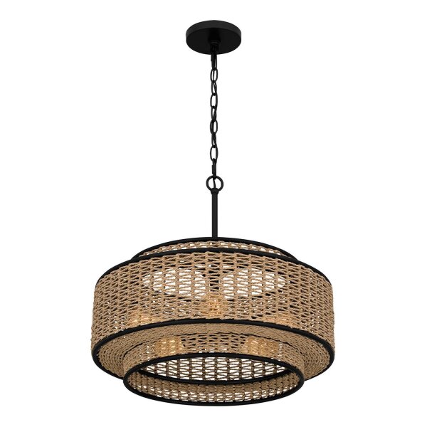 Pendelleuchte Seil Metall D: 50,8 cm H: max. 233,3 cm Boho