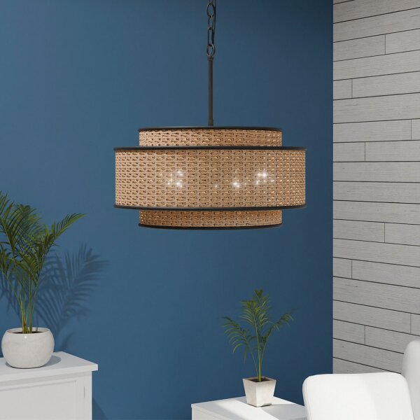 Pendelleuchte Seil Metall D: 50,8 cm H: max. 233,3 cm Boho
