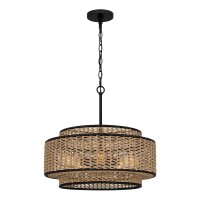 Pendelleuchte Seil Metall D: 50,8 cm H: max. 233,3 cm Boho