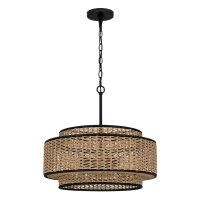 Pendelleuchte Seil Metall D: 50,8 cm H: max. 233,3 cm Boho