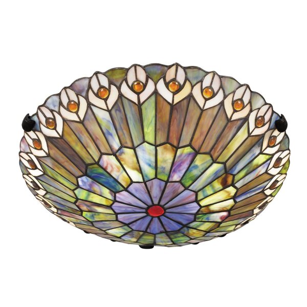 Deckenlampe Buntglas Ø 42 cm rund 2x E27 Tiffany Stil