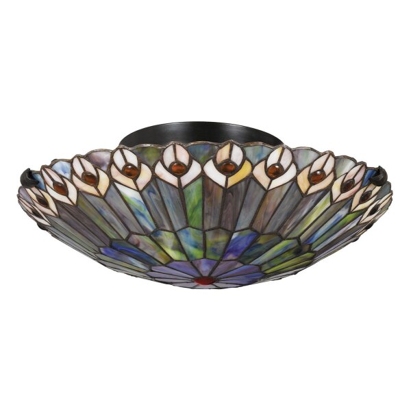 Deckenlampe Buntglas Ø 42 cm rund 2x E27 Tiffany Stil