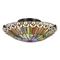 Deckenlampe Buntglas Ø 42 cm rund 2x E27 Tiffany Stil