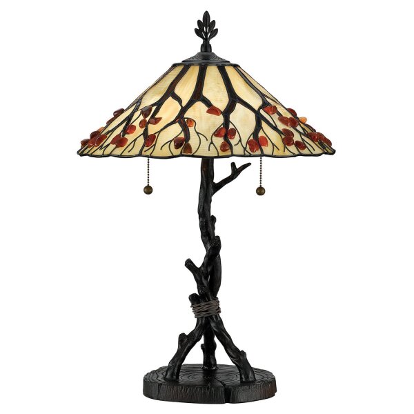 Tischlampe Metall Glas 62,9 cm Tiffany Stil 2x E27 Handarbeit