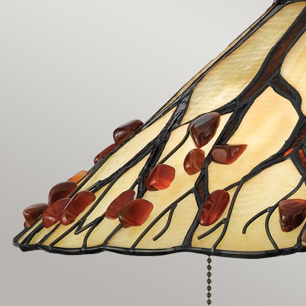 Tischlampe Metall Glas 62,9 cm Tiffany Stil 2x E27 Handarbeit