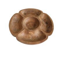 Snackschale Teak Holz B: 40 cm 5 Fächer Unikat...