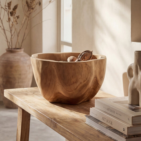 Schale Teak Holz B: 25 cm H: 15 cm klein Unikat Handarbeit
