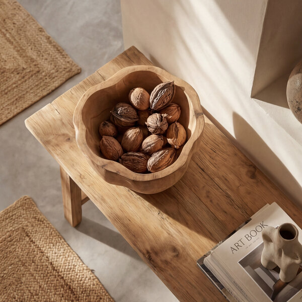 Schale Teak Holz B: 25 cm H: 15 cm klein Unikat Handarbeit