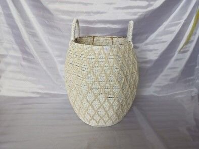 Tragekorb geflochten H: 49 cm Naturfaser Unikat Handarbeit