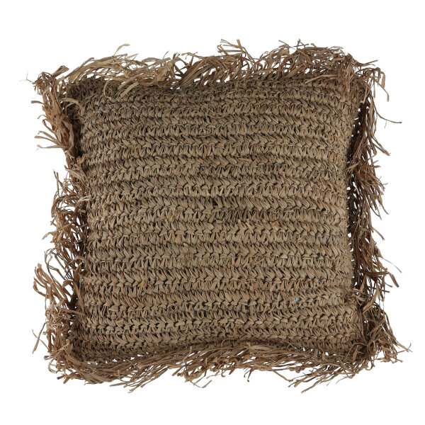 Dekokissen mit Fransen Seegras B: 40 cm Unikat Handarbeit
