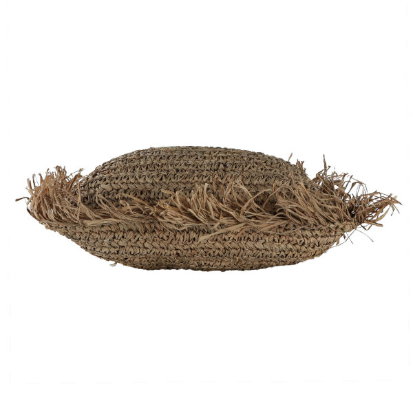 Dekokissen mit Fransen Seegras B: 40 cm Unikat Handarbeit