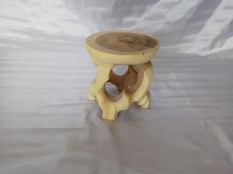Podest Teak Holz massiv H: 20 cm klein Unikat Handarbeit