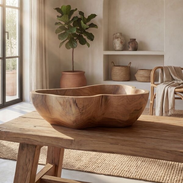 Schale Teak Holz 20 cm breit klein Unikat Handarbeit