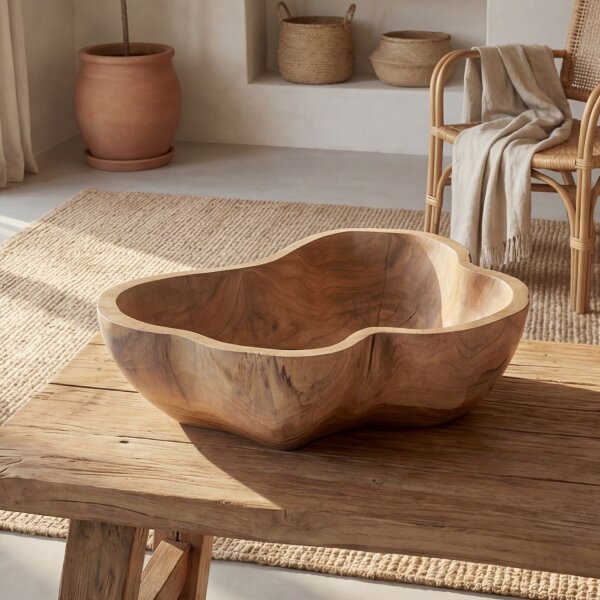 Schale Teak Holz 20 cm breit klein Unikat Handarbeit