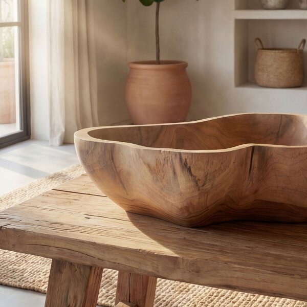 Schale Teak Holz 20 cm breit klein Unikat Handarbeit