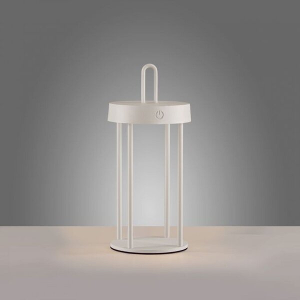 LED Akku Tischlampe Aluminium dimmbar IP44 28,4 cm Weiß