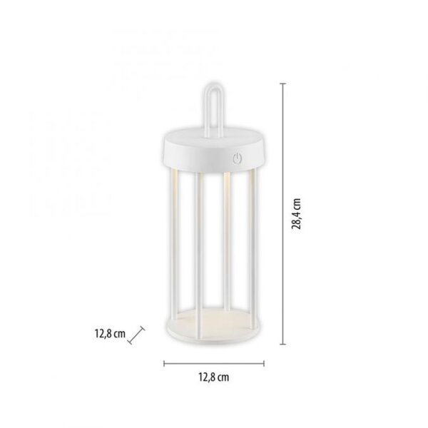 LED Akku Tischlampe Aluminium dimmbar IP44 28,4 cm Weiß