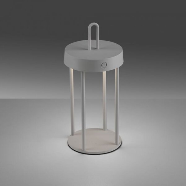 LED Akku Tischleuchte Aluminium dimmbar IP44 2 W Greige