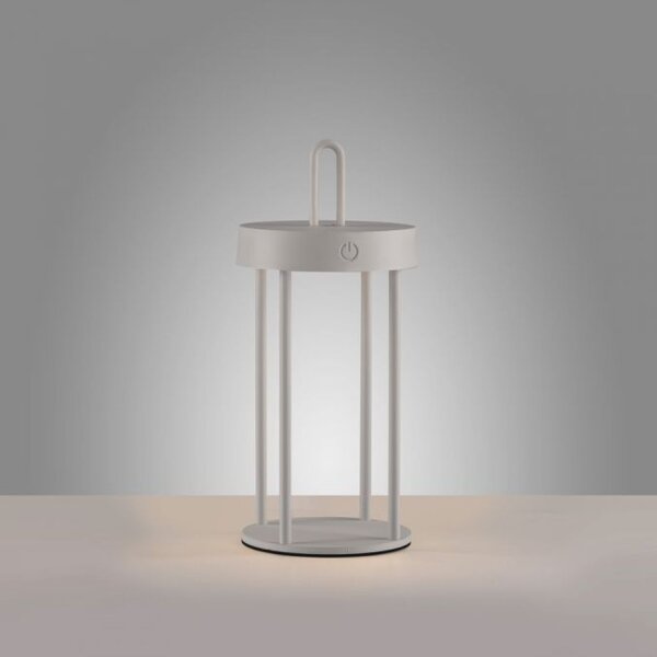LED Akku Tischleuchte Aluminium dimmbar IP44 2 W Greige