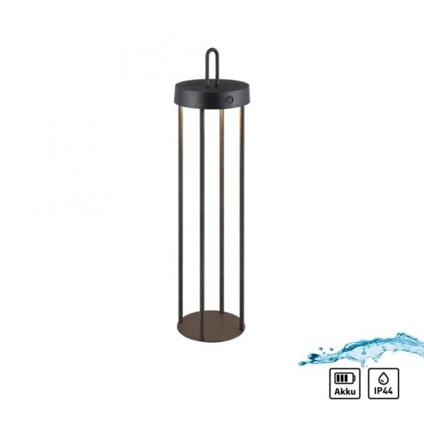 LED Akku Tischleuchte Metall dimmbar IP44 2 W Schwarz