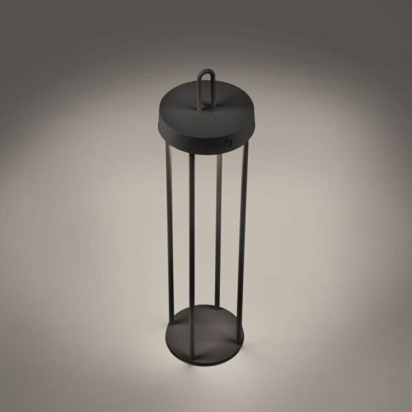 LED Akku Tischleuchte Metall dimmbar IP44 2 W Schwarz