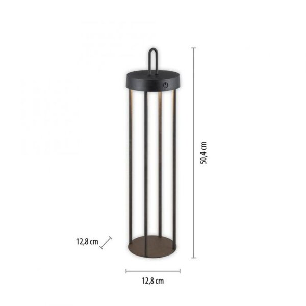 LED Akku Tischleuchte Metall dimmbar IP44 2 W Schwarz