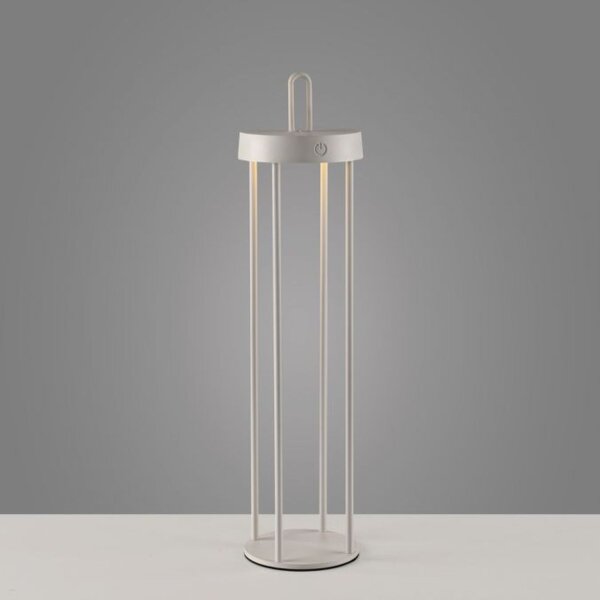 LED Akku Tischlampe Metall dimmbar IP44 2700 K Greige