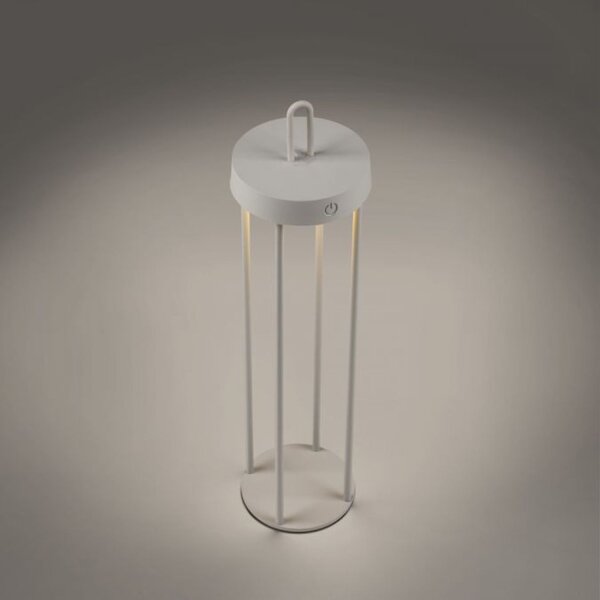 LED Akku Tischlampe Metall dimmbar IP44 2700 K Greige
