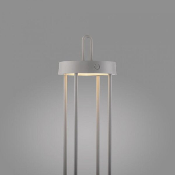 LED Akku Tischlampe Metall dimmbar IP44 2700 K Greige