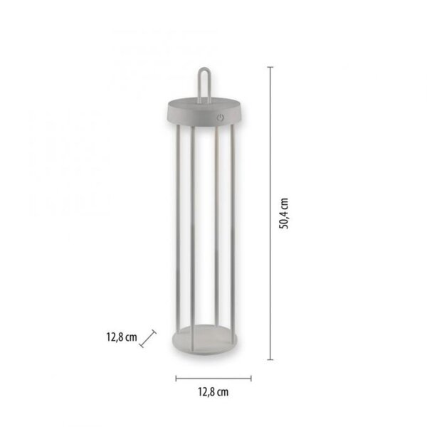 LED Akku Tischlampe Metall dimmbar IP44 2700 K Greige
