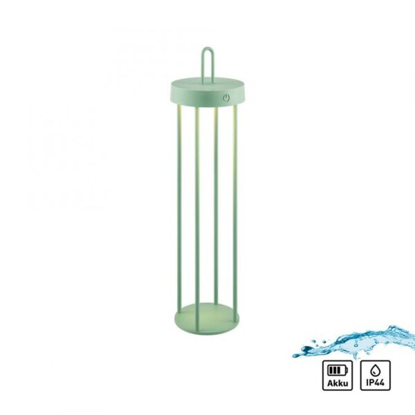 LED Akku Tischlampe Metall dimmbar IP44 2700 K Grün