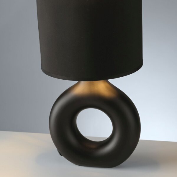 Tischlampe Keramik Stoff 30 cm E27 Schwarz Gold Modern