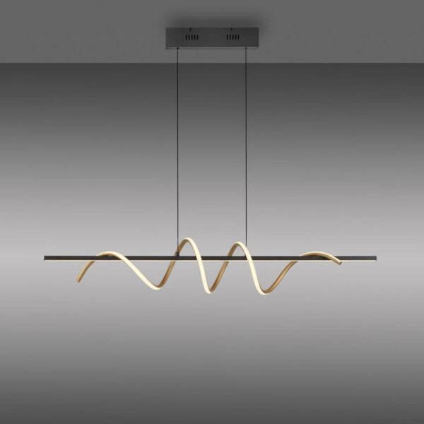 LED Pendelleuchte dimmbar 121 cm 3000 K Schwarz Messing